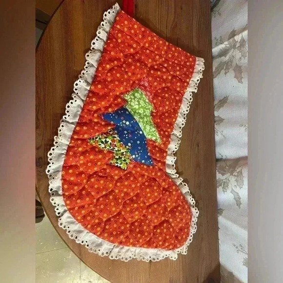 Vintage Handmade/Quilted  Christmas Stocking - Picture 1 of 5